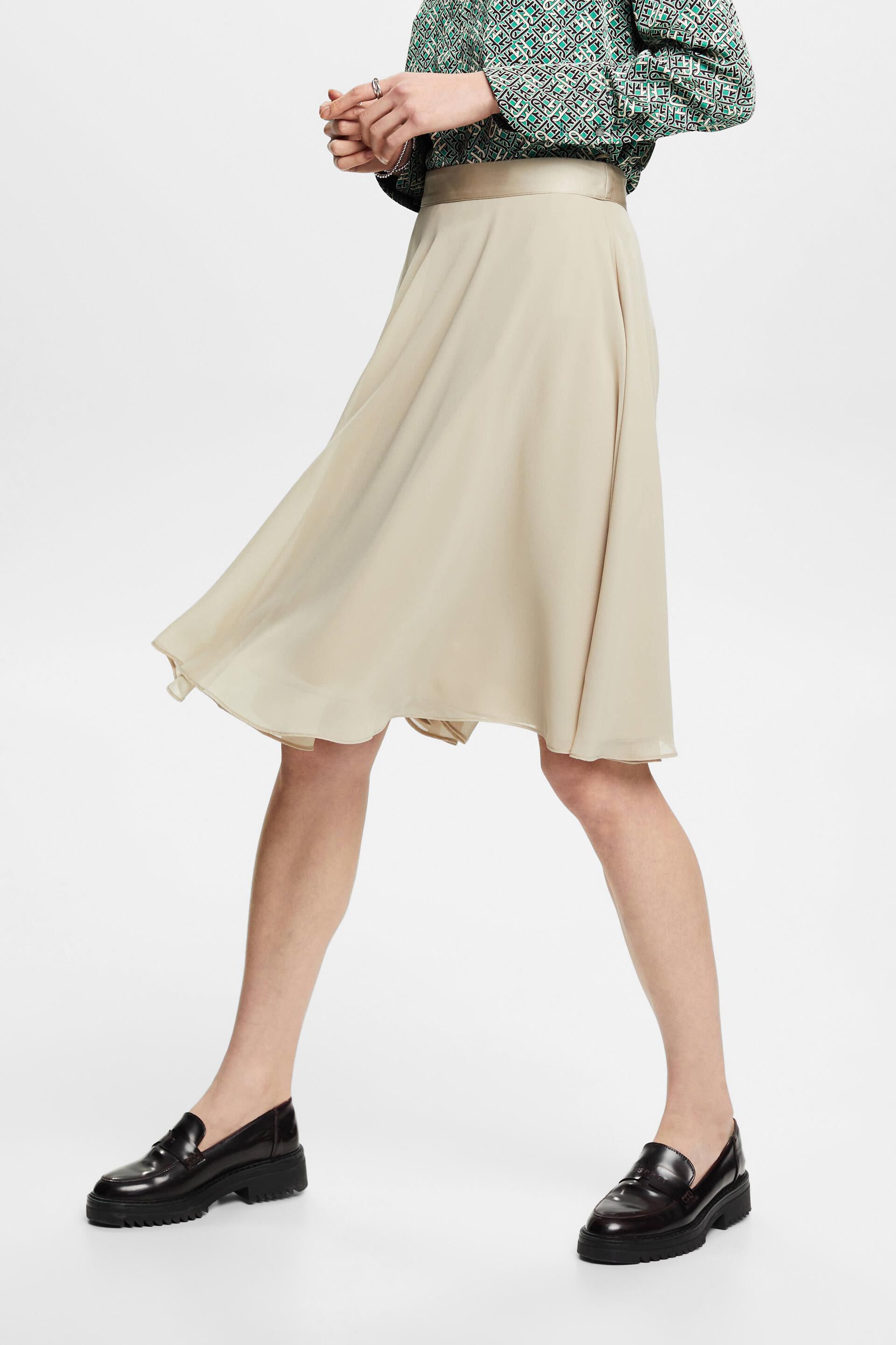 ESPRIT - Knee-length chiffon skirt at our Online Shop