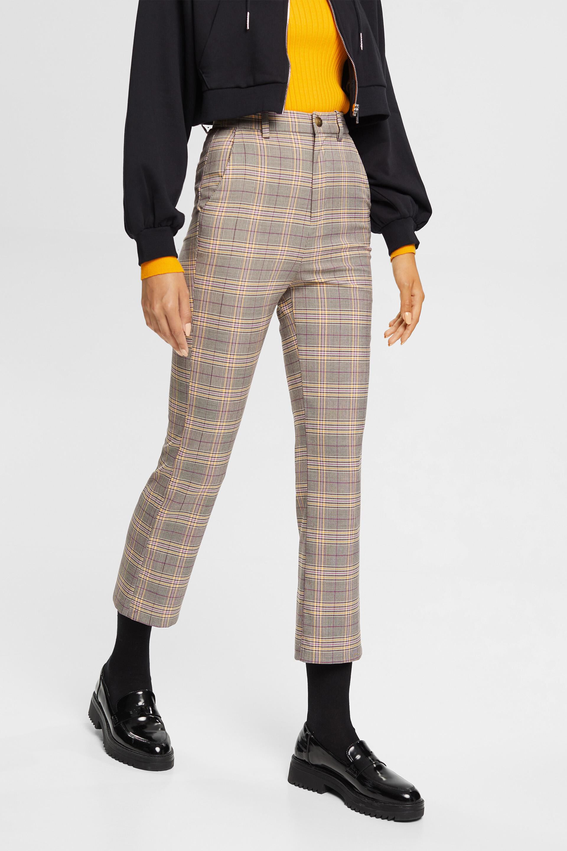 Unique Bargains Junior's Plaid Cropped Trousers Button Tartan Check Work -  Walmart.com
