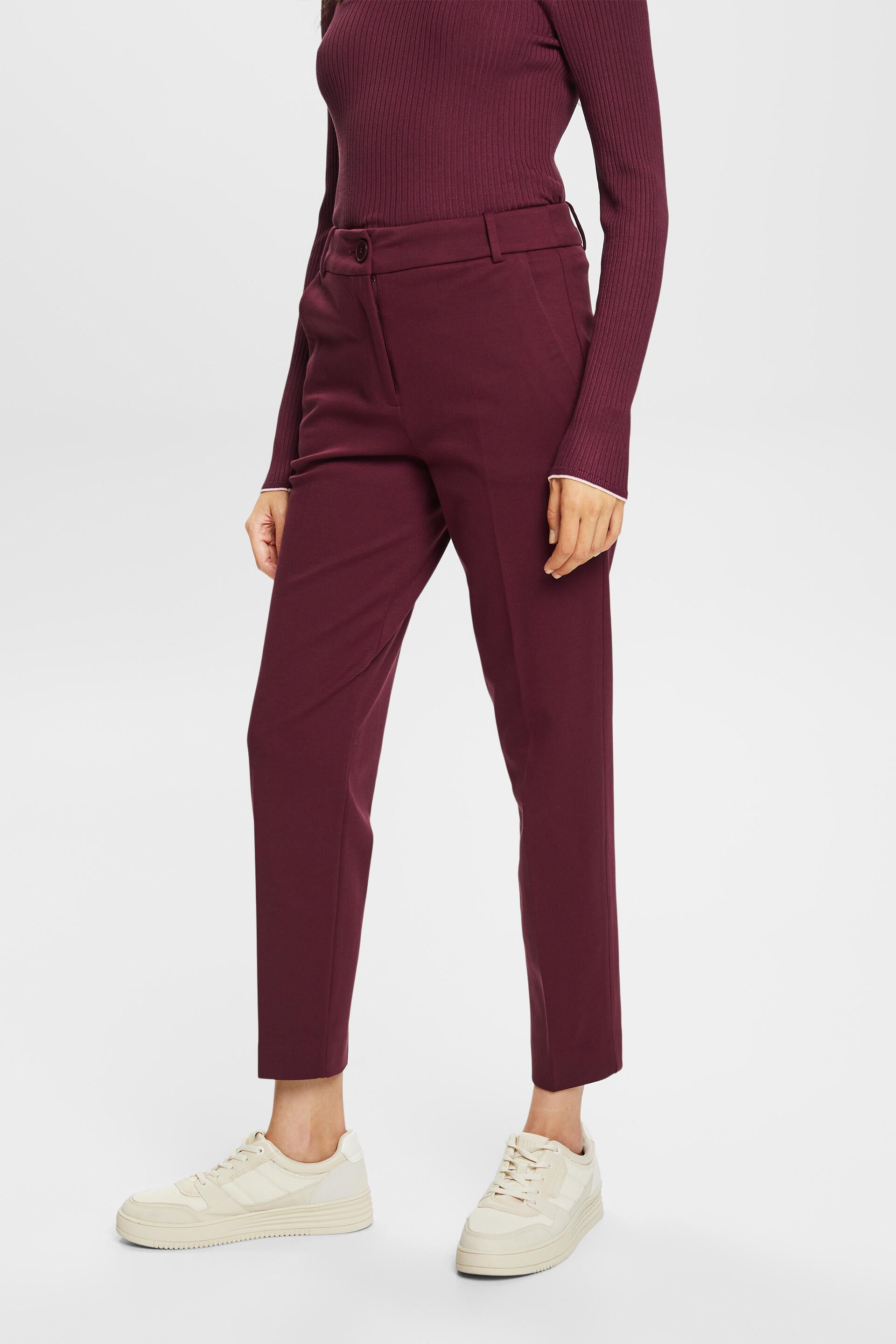 Short Straight Leg Stretch Trouser in Wine | Roman UK