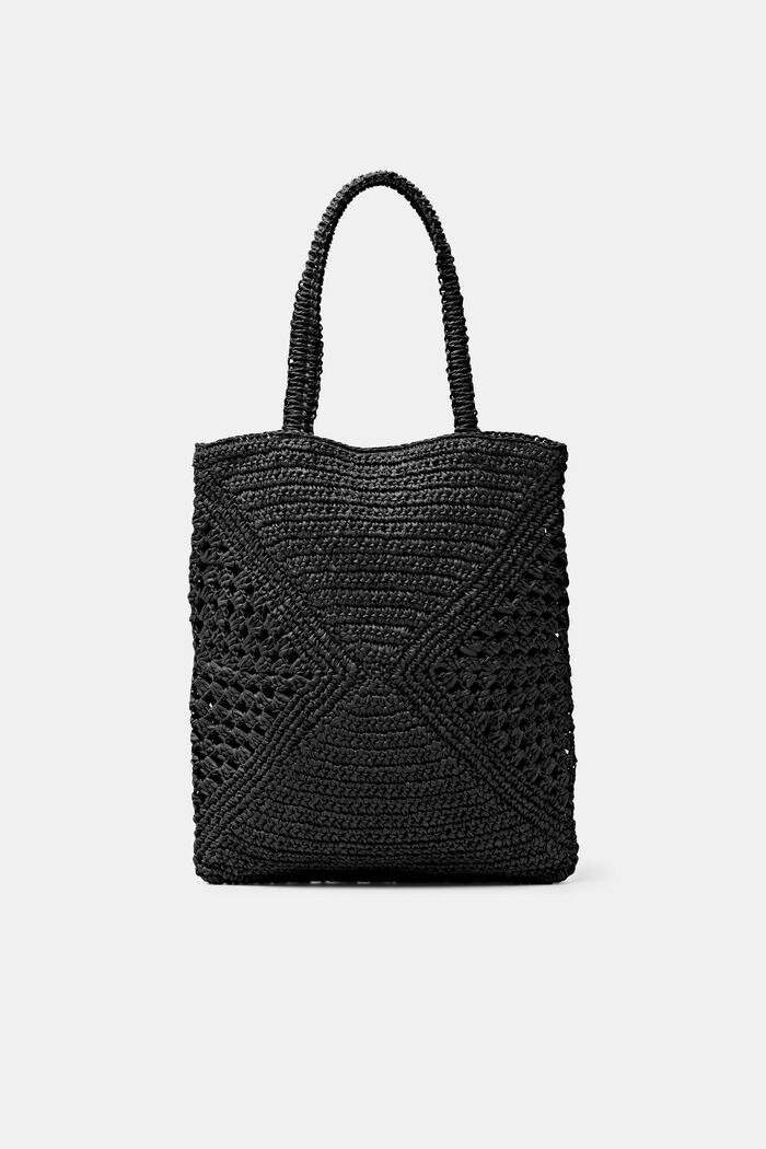 ESPRIT - Faux Leather Trim Woven Raffia Bag at our online shop