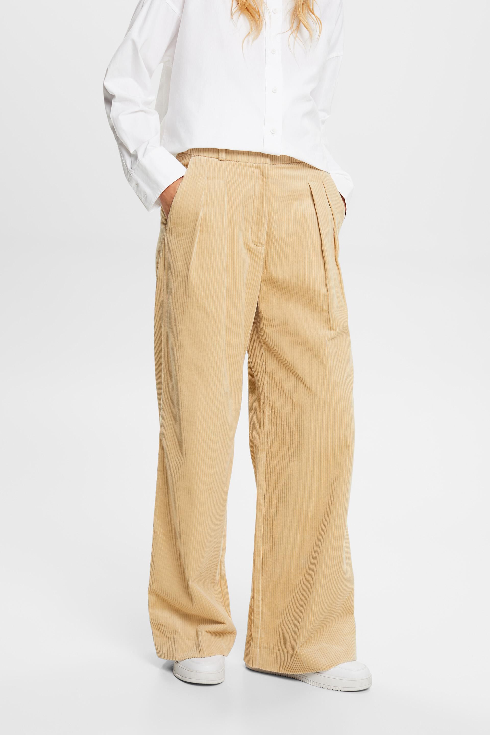 ESPRIT - Mid-Rise Wide-Leg Corduroy Pants at our Online Shop