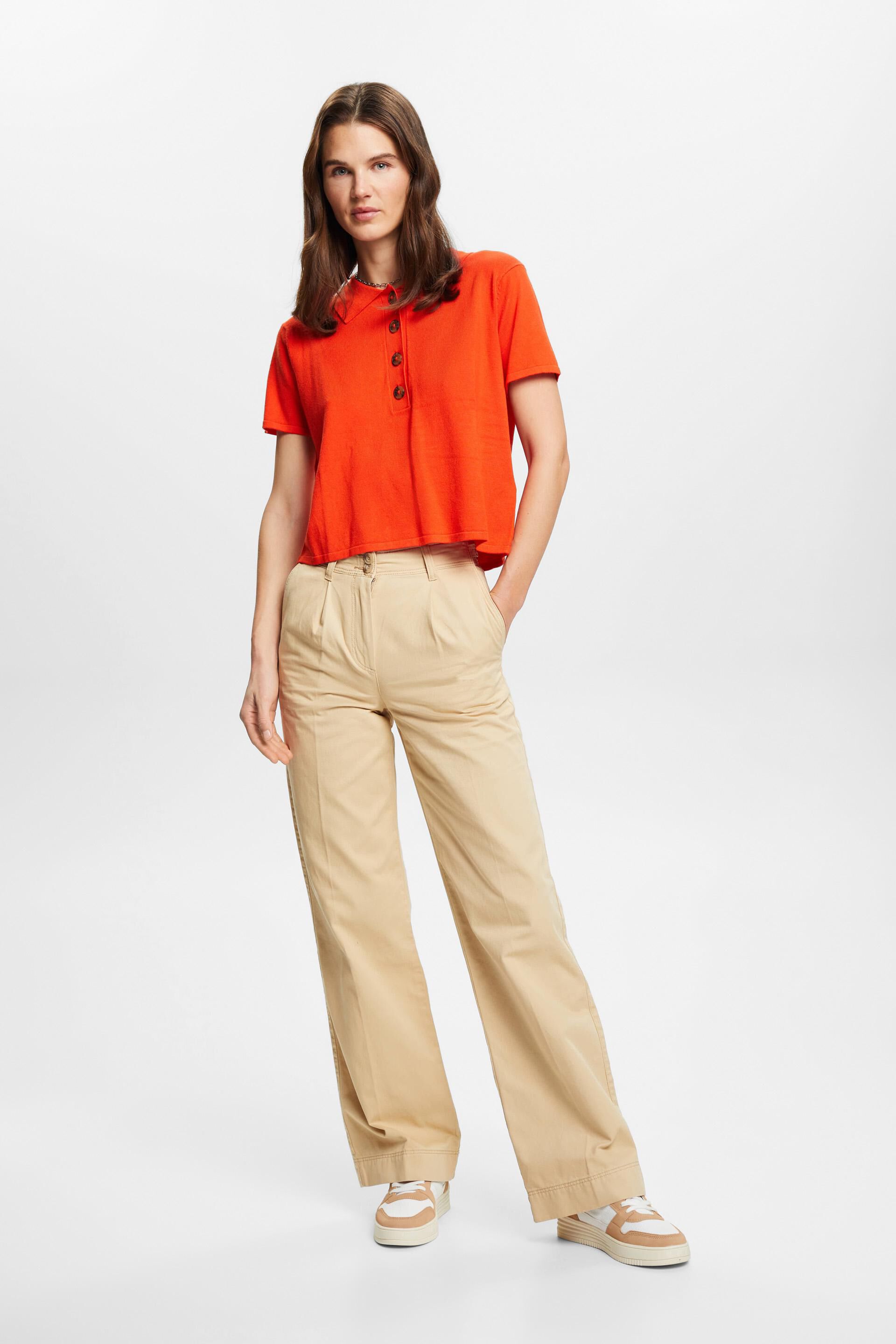 ESPRIT - Wide leg chino trousers at our Online Shop