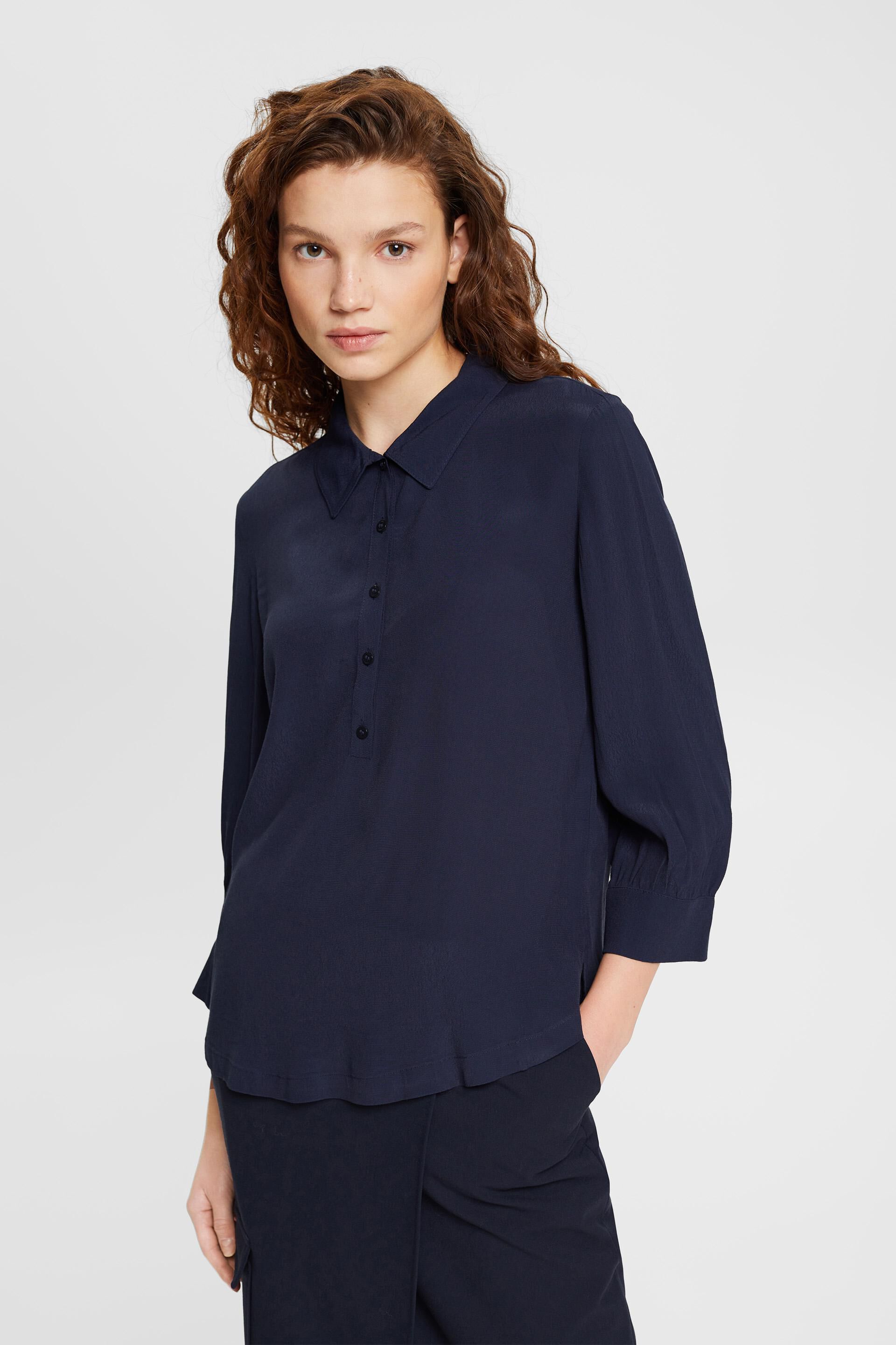 ESPRIT - Blouse with partial button placket at our Online Shop