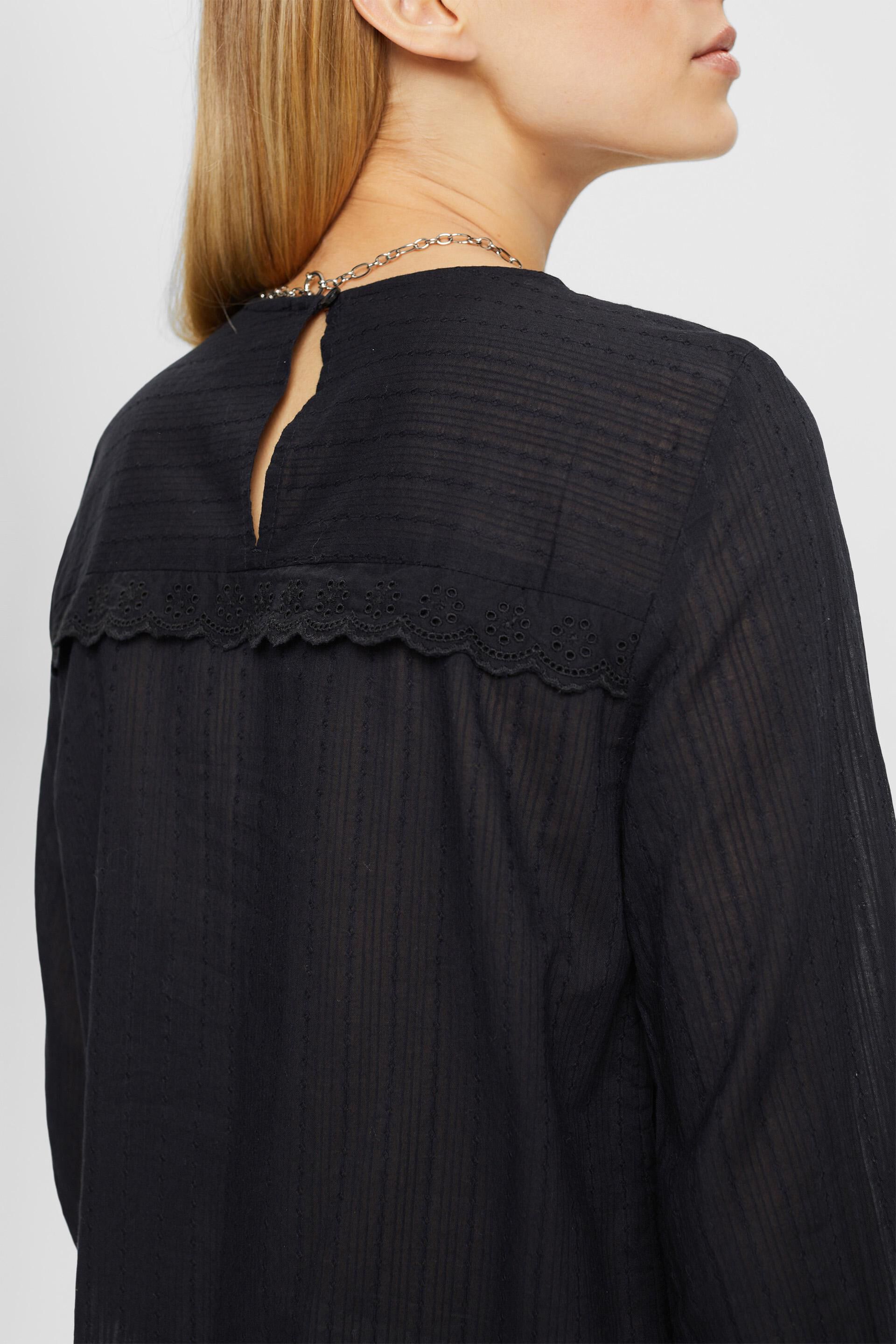 ESPRIT - Scallop-edge lace blouse at our Online Shop