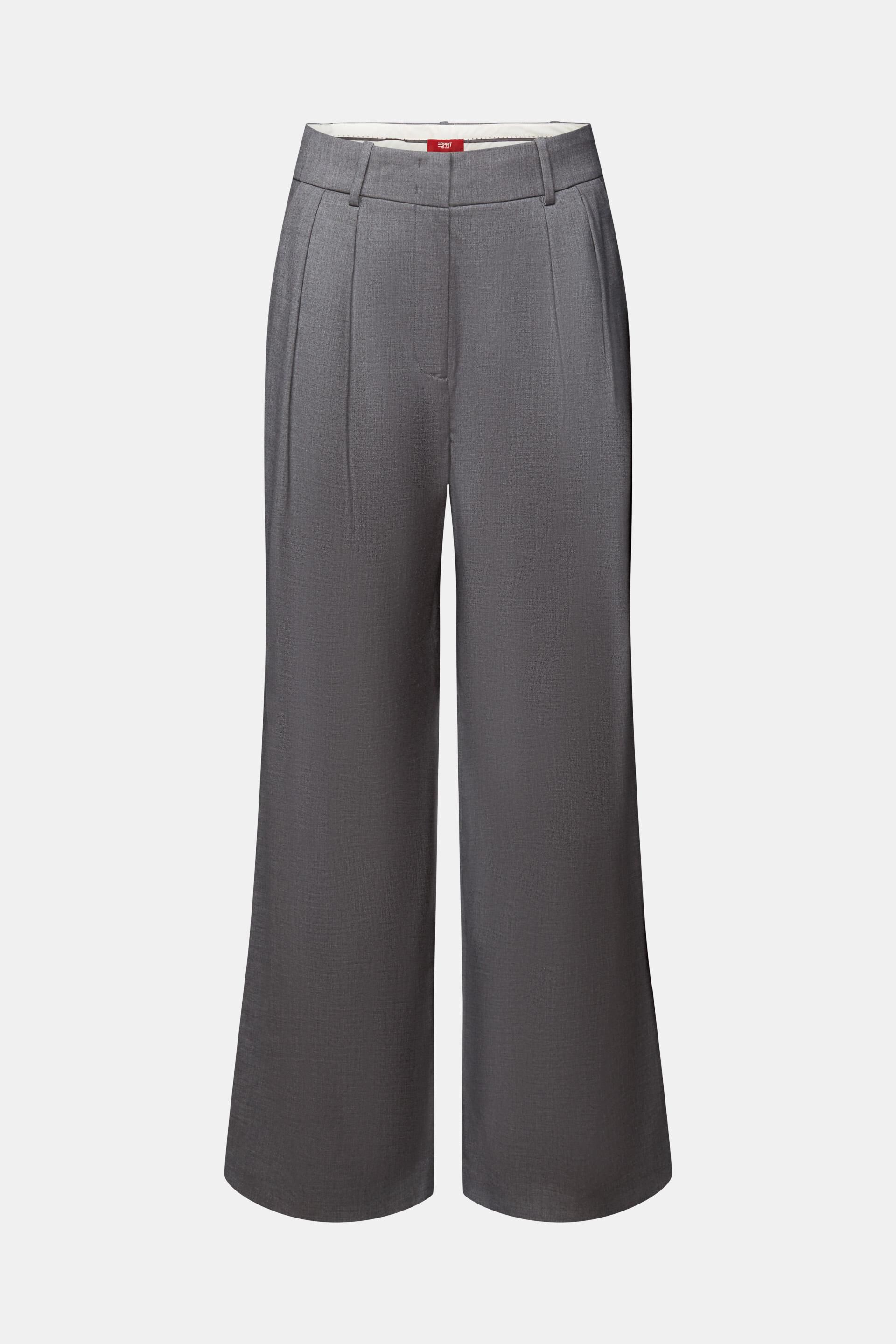 ESPRIT - High-Rise Wide Leg Pleated Trousers at our Online Shop