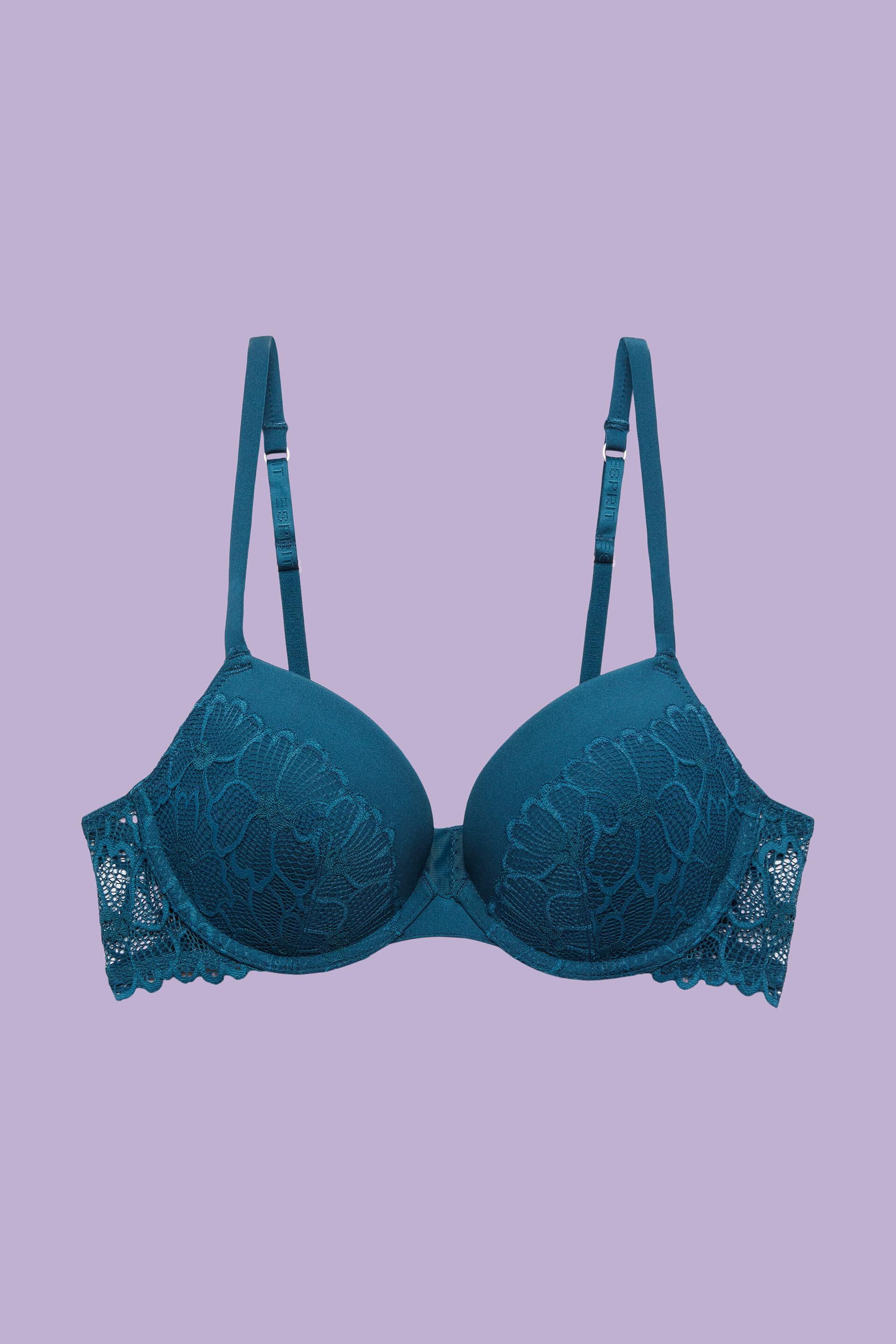 Women Lace Push Up Bra,Soft Underwire Padded Add Cups Lift Up Everyday Bra  (Color : Blue Skin, Size : (44) 44C)