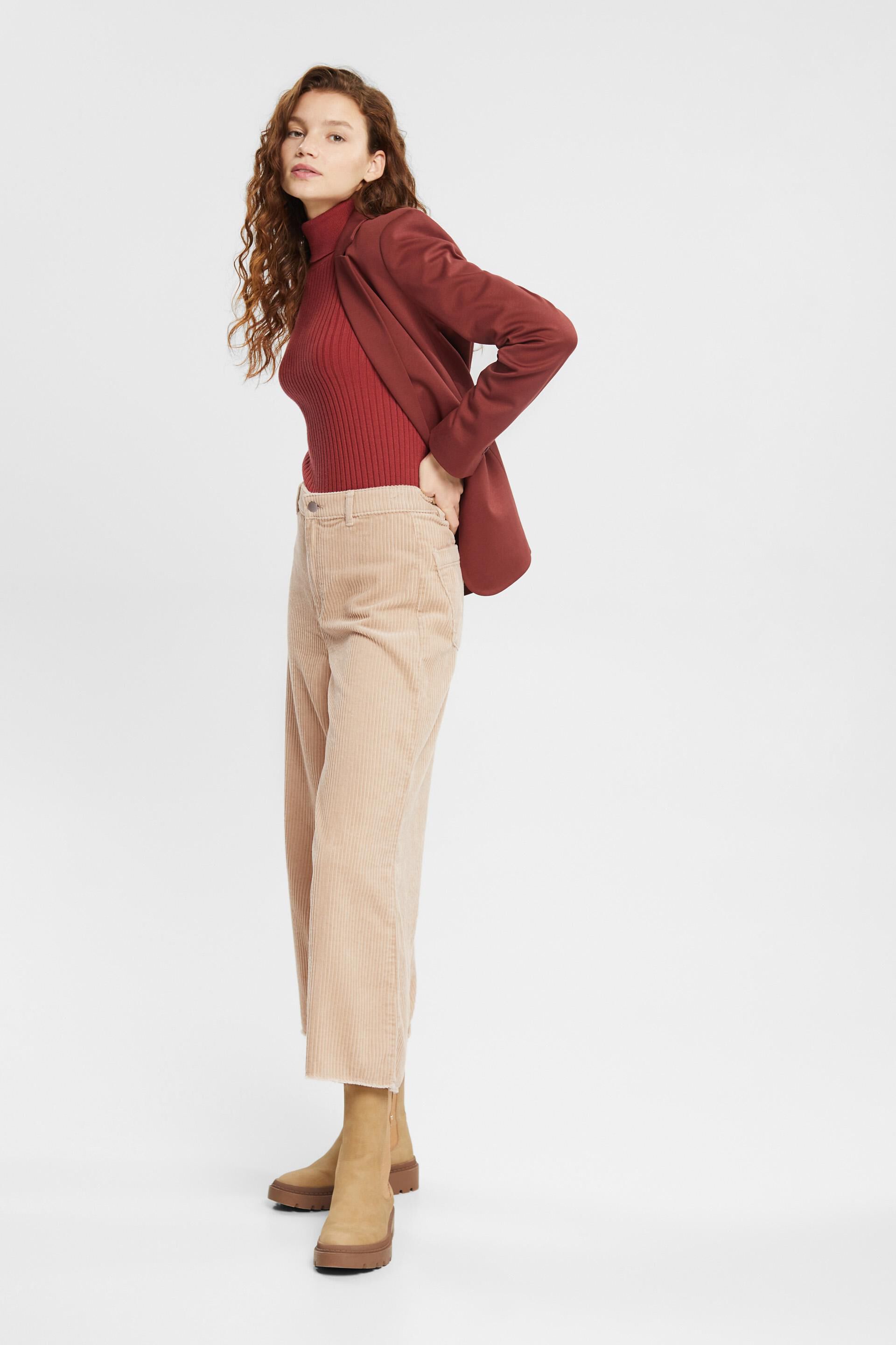 Sessun Cropped Corduroy Trousers in Brown  Lyst